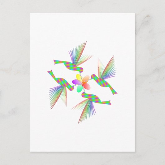 Regenboogvogels die een bloem kussen briefkaart (Voorkant)
