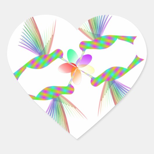Regenboogvogels die een bloem kussen hart sticker (Voorkant)