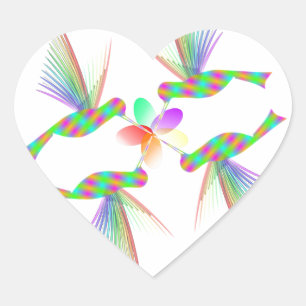 Regenboogvogels die een bloem kussen hart sticker
