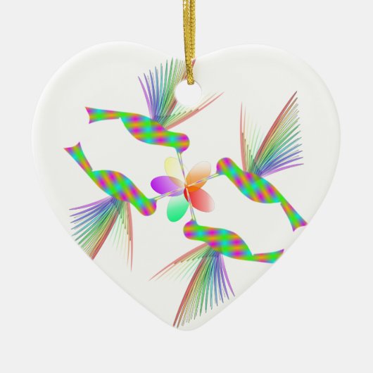Regenboogvogels die een bloem kussen keramisch ornament (Voorkant)