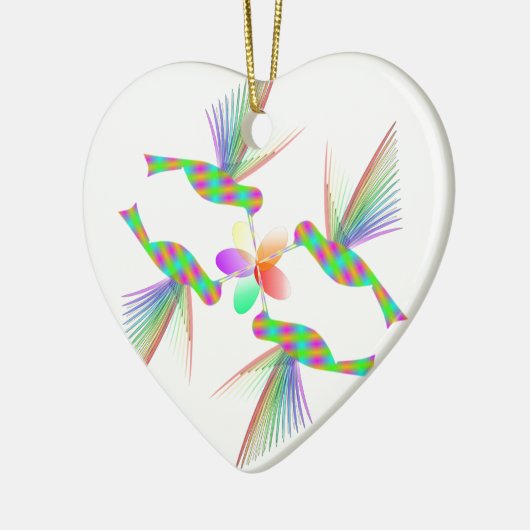 Regenboogvogels die een bloem kussen keramisch ornament (Links)