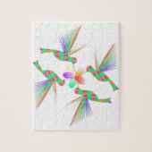 Regenboogvogels die een bloem kussen legpuzzel (Verticaal)