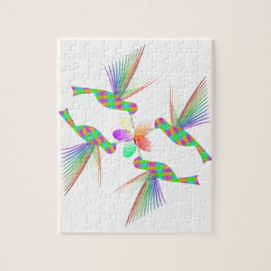 Regenboogvogels die een bloem kussen legpuzzel (Verticaal)