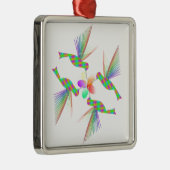 Regenboogvogels die een bloem kussen metalen ornament (Rechts)