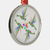 Regenboogvogels die een bloem kussen metalen ornament (Rechts)