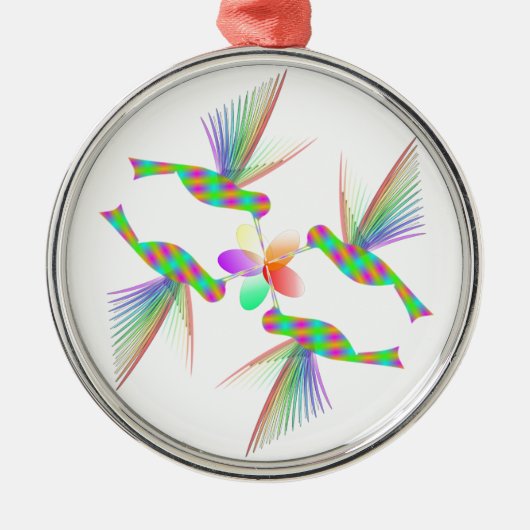 Regenboogvogels die een bloem kussen metalen ornament (Voorkant)
