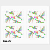 Regenboogvogels die een bloem kussen rechthoekige sticker (Vel)