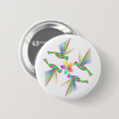 Regenboogvogels die een bloem kussen ronde button 5,7 cm (Voorkant /achterkant)