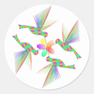 Regenboogvogels die een bloem kussen ronde sticker