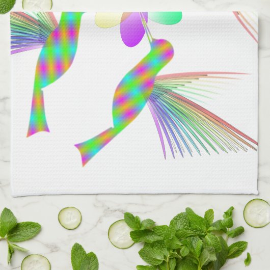 Regenboogvogels die een bloem kussen theedoek (Gevouwen)