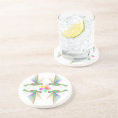 Regenboogvogels die een bloem kussen zandsteen onderzetter (Zijkant)