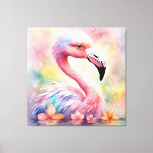Regenboogvogels Flamingo 1 Canvas Afdruk