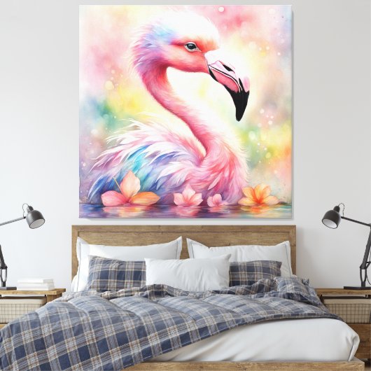 Regenboogvogels Flamingo 1 Canvas Afdruk (Insitu (Slaapkamer))