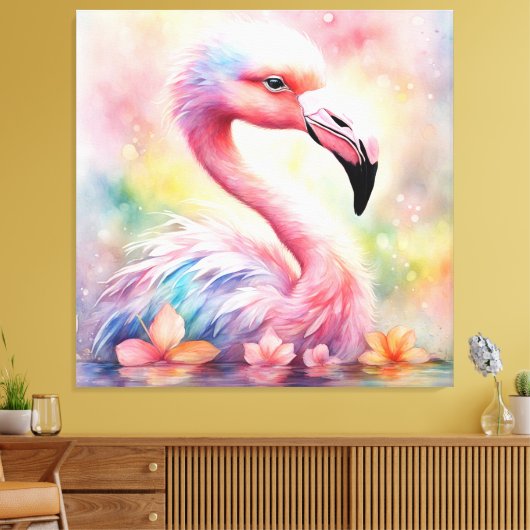Regenboogvogels Flamingo 1 Canvas Afdruk (Insitu (Woonkamer))