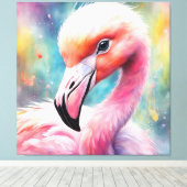 Regenboogvogels Flamingo 2 Canvas Afdruk (Insitu (Houten vloer))