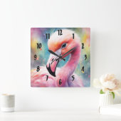 Regenboogvogels Flamingo 2 Vierkante Klok (Huis)