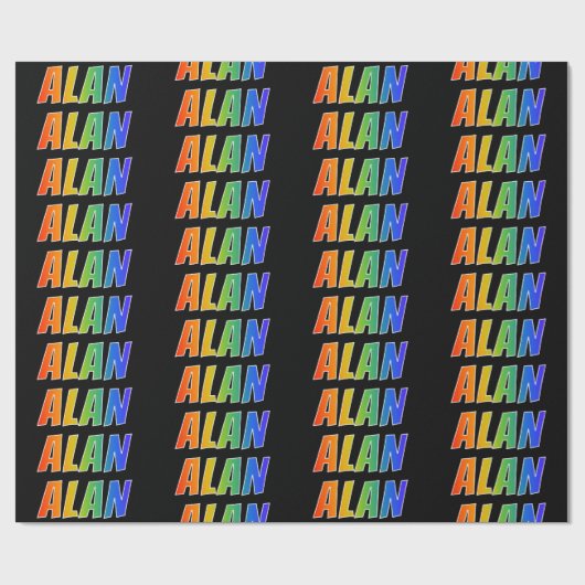 Regenboogvoornaam "ALAN"; Fun en kleurrijk Cadeaupapier (Vlak)