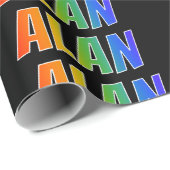 Regenboogvoornaam "ALAN"; Fun en kleurrijk Cadeaupapier (Rol Hoek)