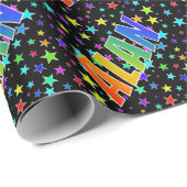 Regenboogvoornaam "ALAN" + sterren Cadeaupapier (Rol Hoek)