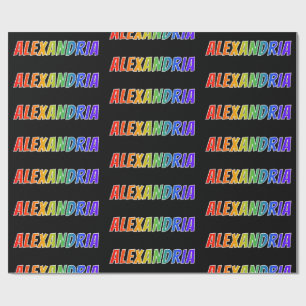 Regenboogvoornaam "ALEXANDRIA"; vun en kleurrijk Cadeaupapier
