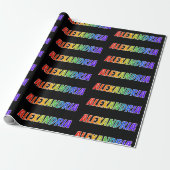 Regenboogvoornaam "ALEXANDRIA"; vun en kleurrijk Cadeaupapier (Uitgerold)