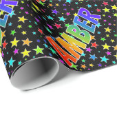 Regenboogvoornaam "AMBER" + sterren Cadeaupapier (Rol Hoek)