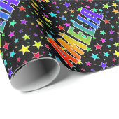 Regenboogvoornaam "AMELIA" + sterren Cadeaupapier (Rol Hoek)