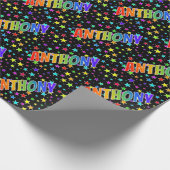 Regenboogvoornaam "ANTHONY" + sterren Cadeaupapier (Hoek)