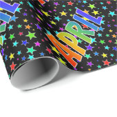 Regenboogvoornaam "APRIL" + sterren Cadeaupapier (Rol Hoek)