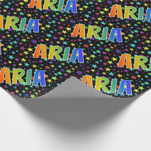 Regenboogvoornaam "ARIA" + sterren Cadeaupapier (Hoek)