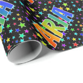 Regenboogvoornaam "ARIA" + sterren Cadeaupapier (Rol Hoek)