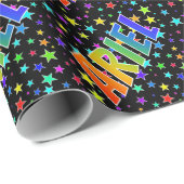 Regenboogvoornaam "ARIEL" + sterren Cadeaupapier (Rol Hoek)