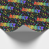 Regenboogvoornaam "AUBREY" + sterren Cadeaupapier (Hoek)