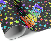 Regenboogvoornaam "AUBREY" + sterren Cadeaupapier (Rol Hoek)