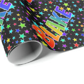 Regenboogvoornaam "BLAKE" + sterren Cadeaupapier (Rol Hoek)