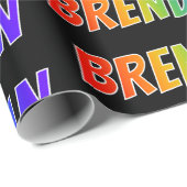 Regenboogvoornaam "BRENDAN"; Fun en kleurrijk Cadeaupapier (Rol Hoek)