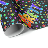 Regenboogvoornaam "BRETT" + sterren Cadeaupapier (Rol Hoek)
