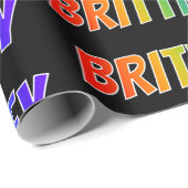 Regenboogvoornaam "BRITTNEY"; vun en kleurrijk Cadeaupapier (Rol Hoek)