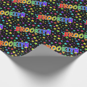 Regenboogvoornaam "BROOKLYN" + sterren Cadeaupapier