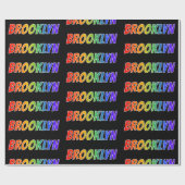 Regenboogvoornaam "BROOKLYN"; vun en kleurrijk Cadeaupapier (Vlak)