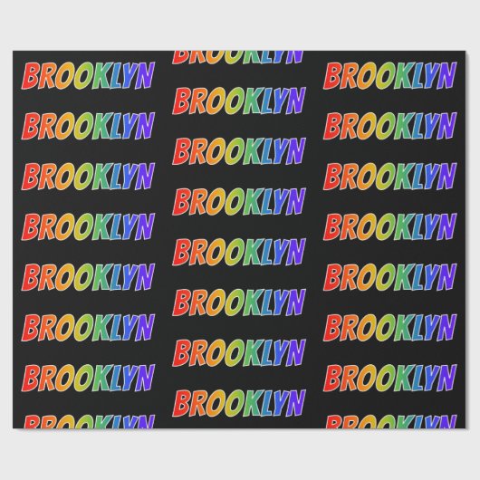 Regenboogvoornaam "BROOKLYN"; vun en kleurrijk Cadeaupapier (Vlak)