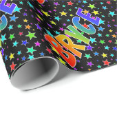 Regenboogvoornaam "BRYCE" + sterren Cadeaupapier (Rol Hoek)
