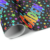 Regenboogvoornaam "CADEN" + sterren Cadeaupapier (Rol Hoek)