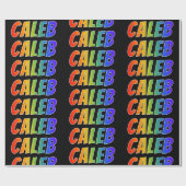 Regenboogvoornaam "CALEB"; Fun en kleurrijk Cadeaupapier (Vlak)