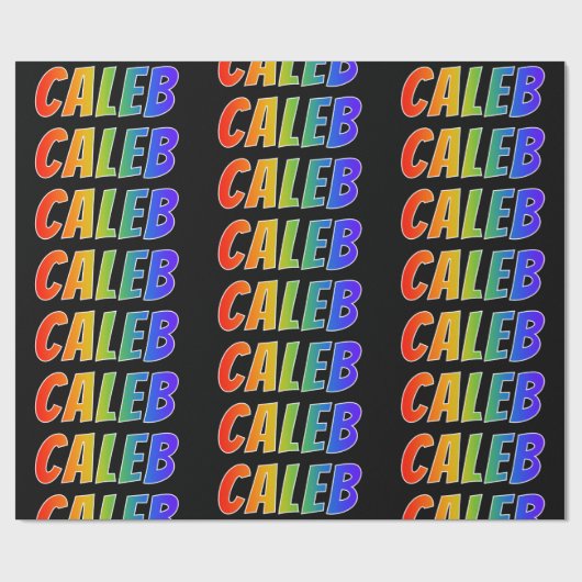 Regenboogvoornaam "CALEB"; Fun en kleurrijk Cadeaupapier (Vlak)