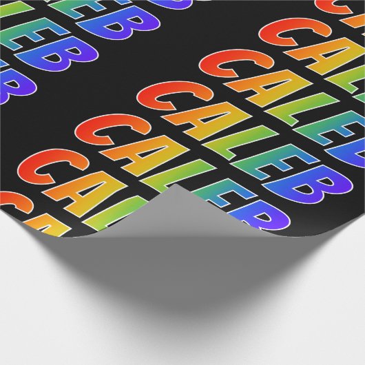 Regenboogvoornaam "CALEB"; Fun en kleurrijk Cadeaupapier (Hoek)