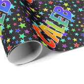 Regenboogvoornaam "CALEB" + sterren Cadeaupapier (Rol Hoek)