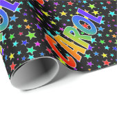 Regenboogvoornaam "CAROL" + sterren Cadeaupapier (Rol Hoek)