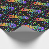 Regenboogvoornaam "CAROLYN" + sterren Cadeaupapier (Hoek)