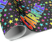 Regenboogvoornaam "CARRIE" + sterren Cadeaupapier (Rol Hoek)